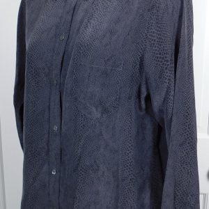 RAILS Women's Gray Reptile Print Long Sleeve Button Front Silk Shirt Sz S ($198)