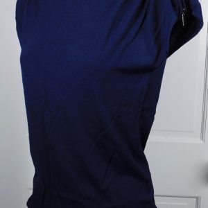 PHILOSOPHY REPUBLIC CLOTHING Women's Navy Blue Knit Exposed Zip Shoulder SS Blouse Sz XS