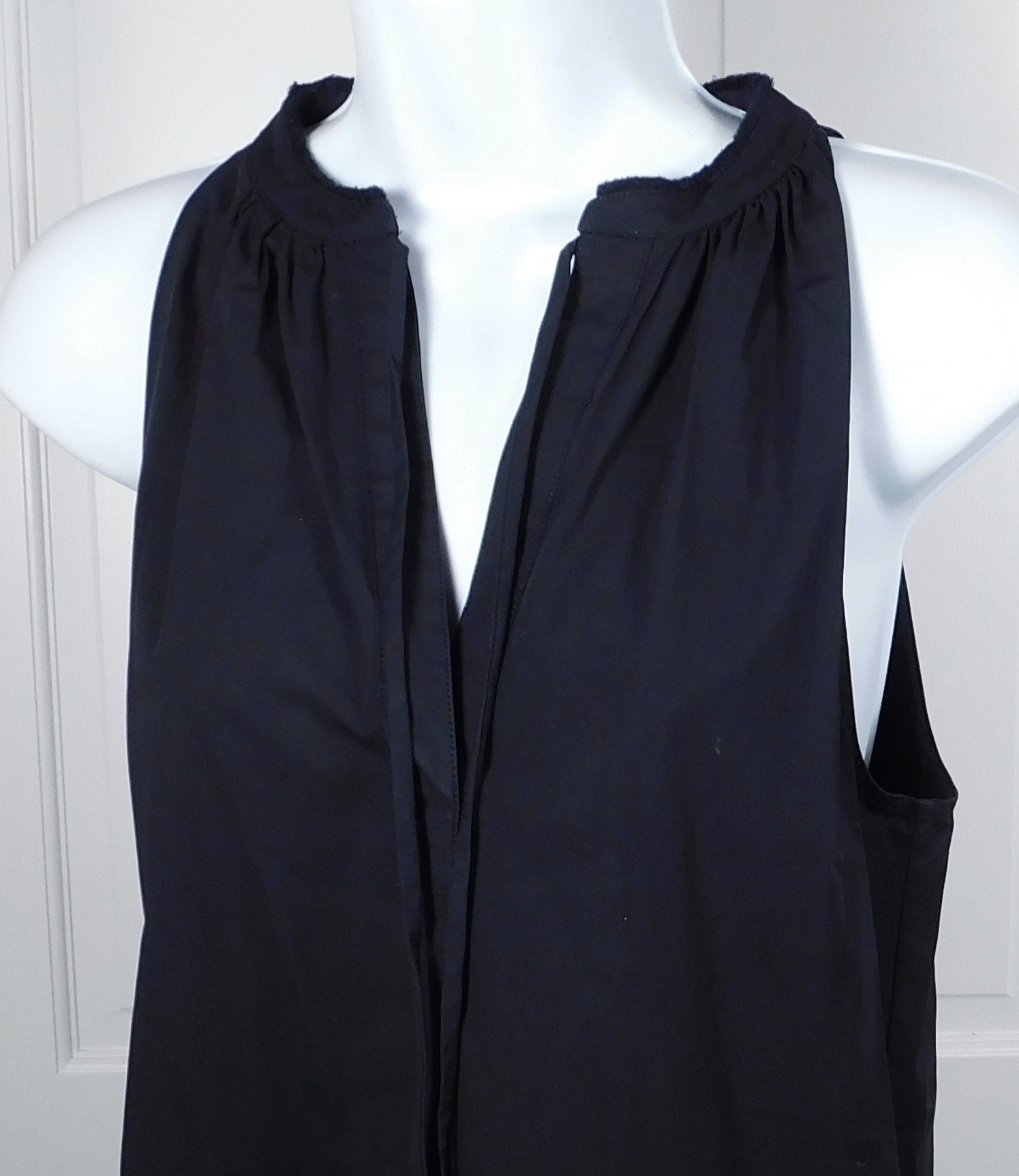 THEORY Women's Black Cotton Stretch Sleeveless V-Neck Dress Sz 6 - Image 3