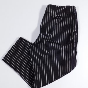 L-RL LAUREN ACTIVE RALPH LAUREN Women's Black White Striped Cotton Stretch Cropped Pant Sz 2