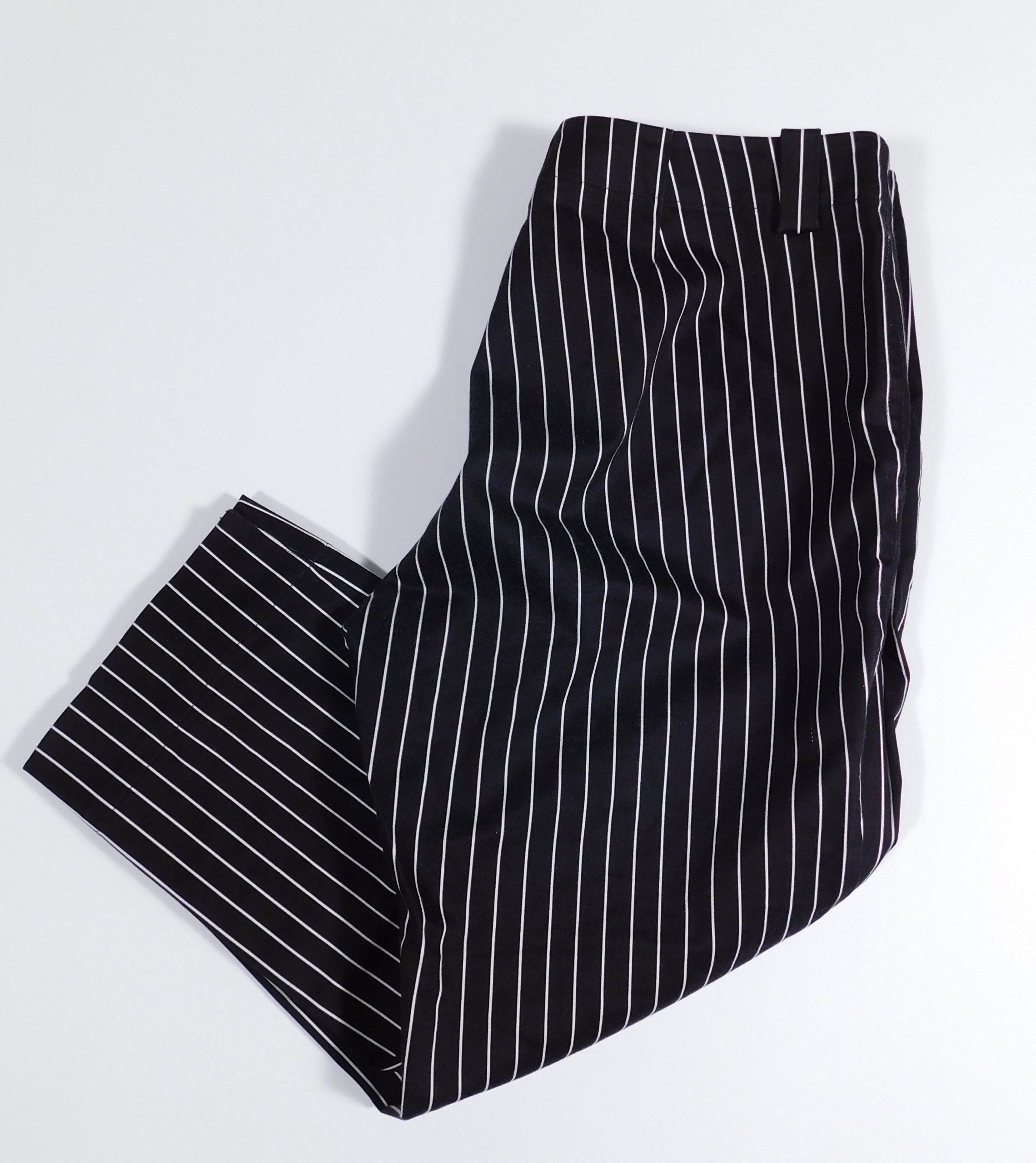 L-RL LAUREN ACTIVE RALPH LAUREN Women's Black White Striped Cotton Stretch Cropped Pant Sz 2