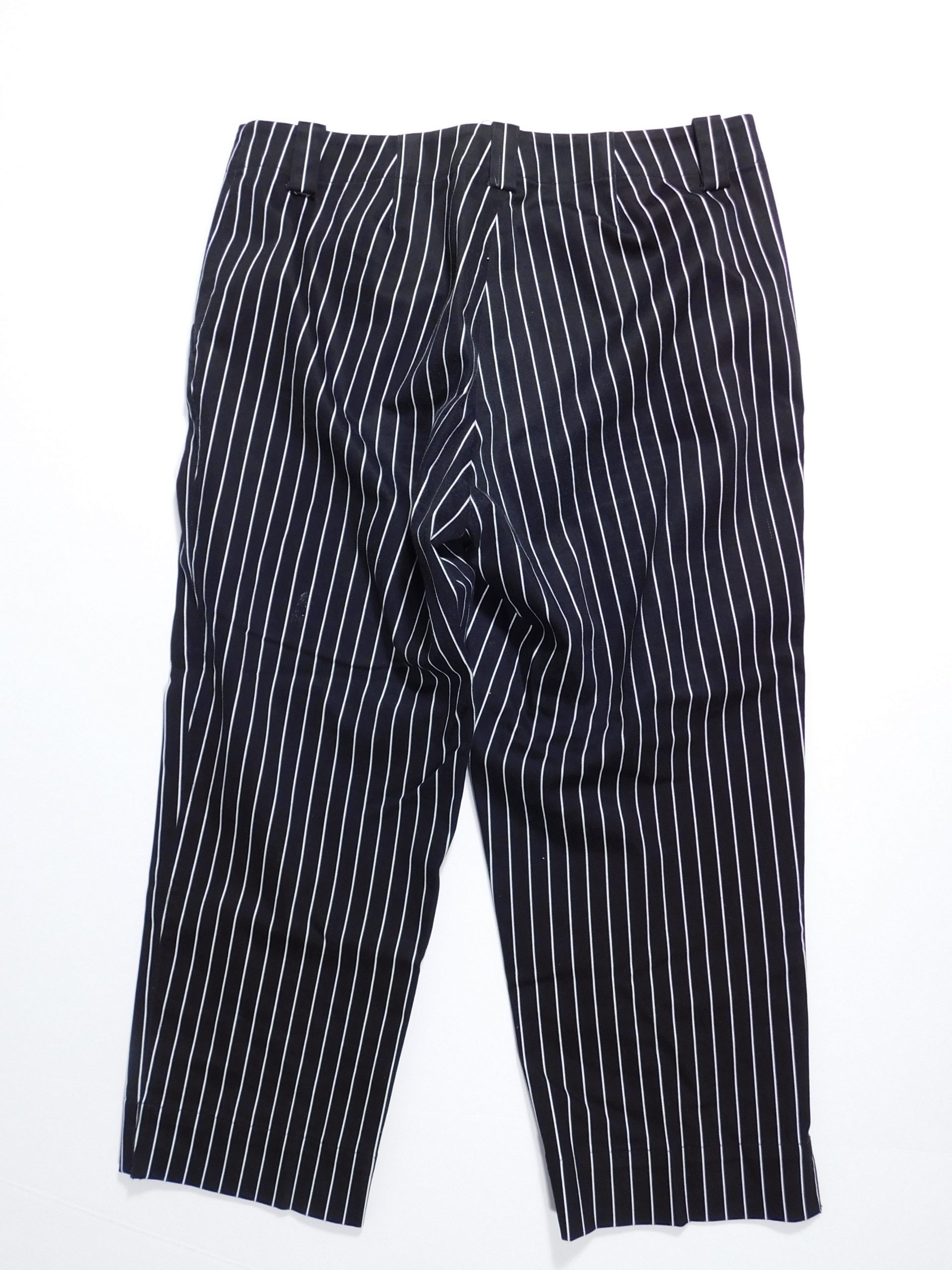 L-RL LAUREN ACTIVE RALPH LAUREN Women's Black White Striped Cotton Stretch Cropped Pant Sz 2 - Image 7