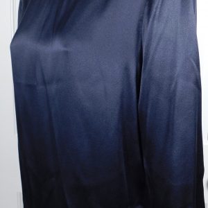 VINCE Women's Midnight Blue High Neck Long Sleeve Button Back Silk Blouse Sz S