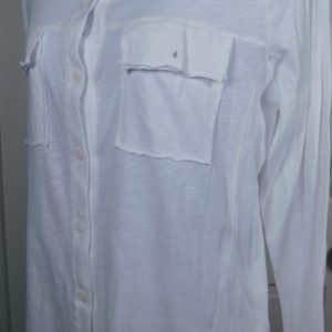 GREEN DRAGON Women's White Cotton Knit Button Front Blouse Sz M
