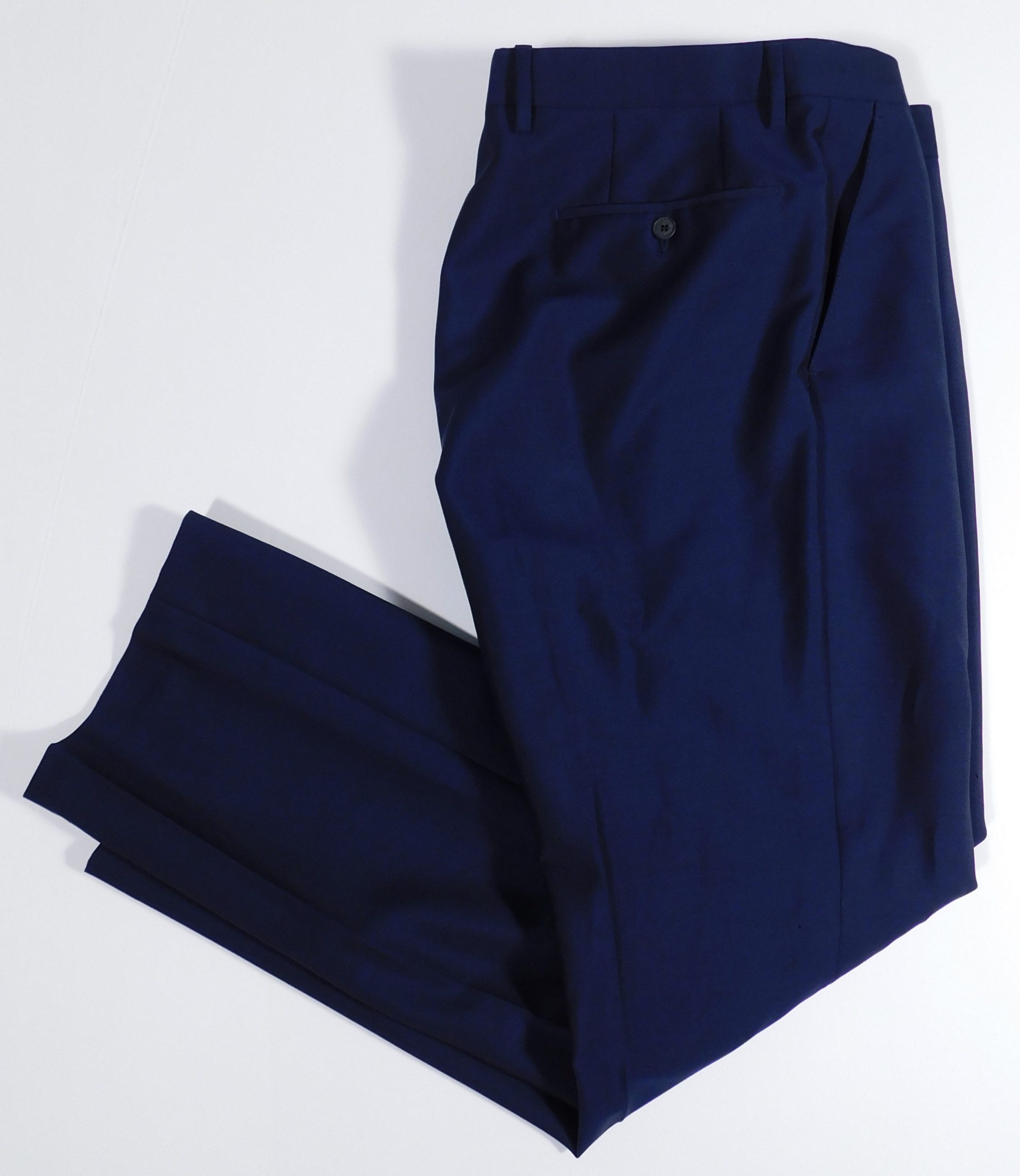 BURBERRY LONDON Men's Navy Blue Wool Flat Front Trouser Pant Sz 46R