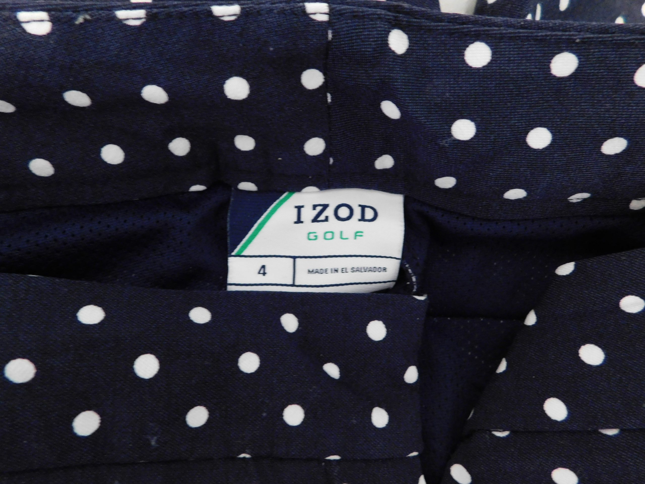 IZOD GOLF Women's Navy White Polka Dot Flat Front Bermuda Short Sz 4 - Image 5