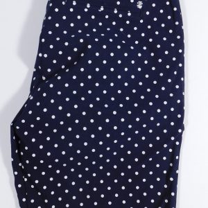 IZOD GOLF Women's Navy White Polka Dot Flat Front Bermuda Short Sz 4