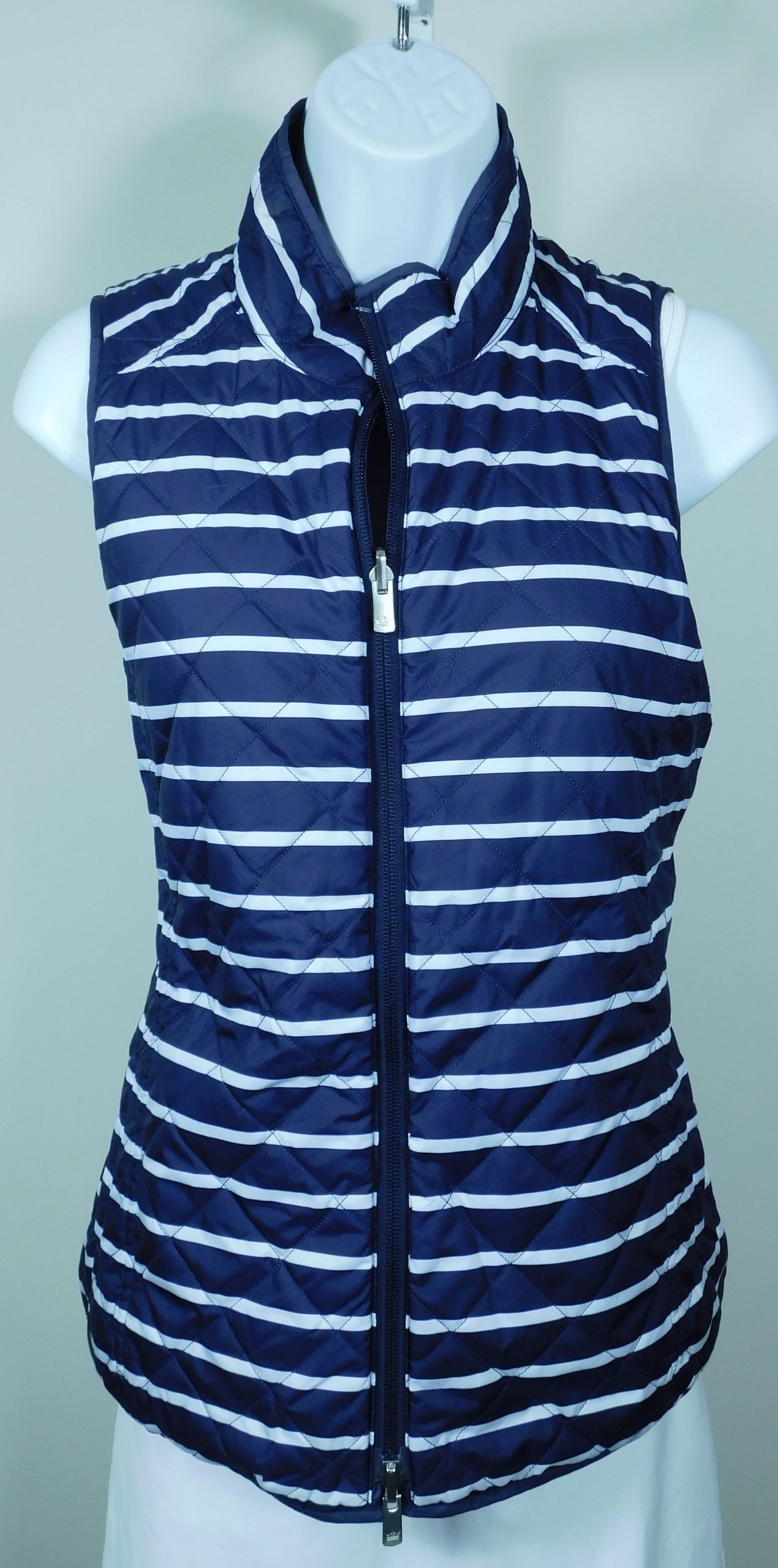 PETER MILLAR Women's Navy White "Notre Dame" Reversible Zip Front Quilted Vest Sz M ($185) - Image 10