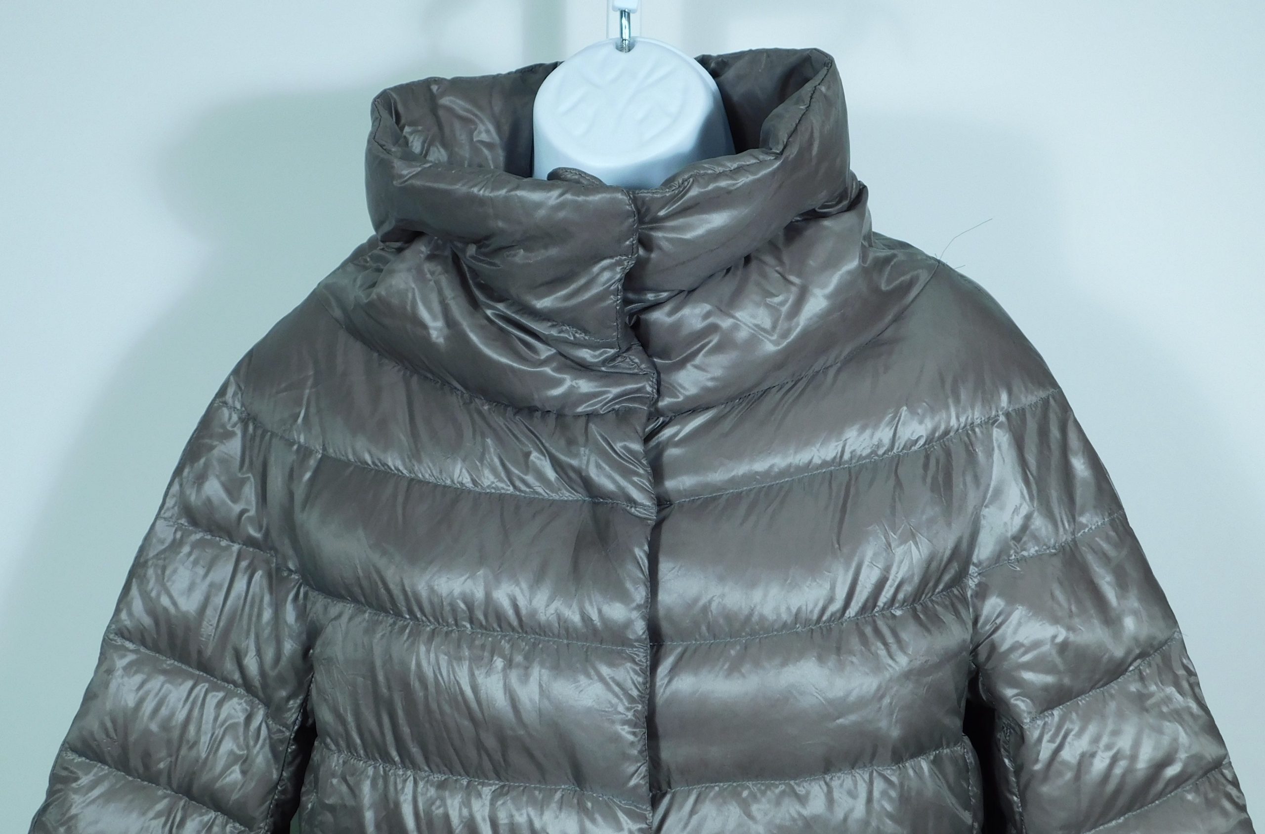 HERNO Women’s Mocha Aminta FunnelNeck Down 3/4 Sleeve Coat Jacket Sz S