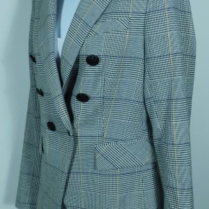 VERONICA BEARD Women's Black White Gold Glen Plaid Double Breasted Dicky Jacket Blazer Sz 6 ($595)