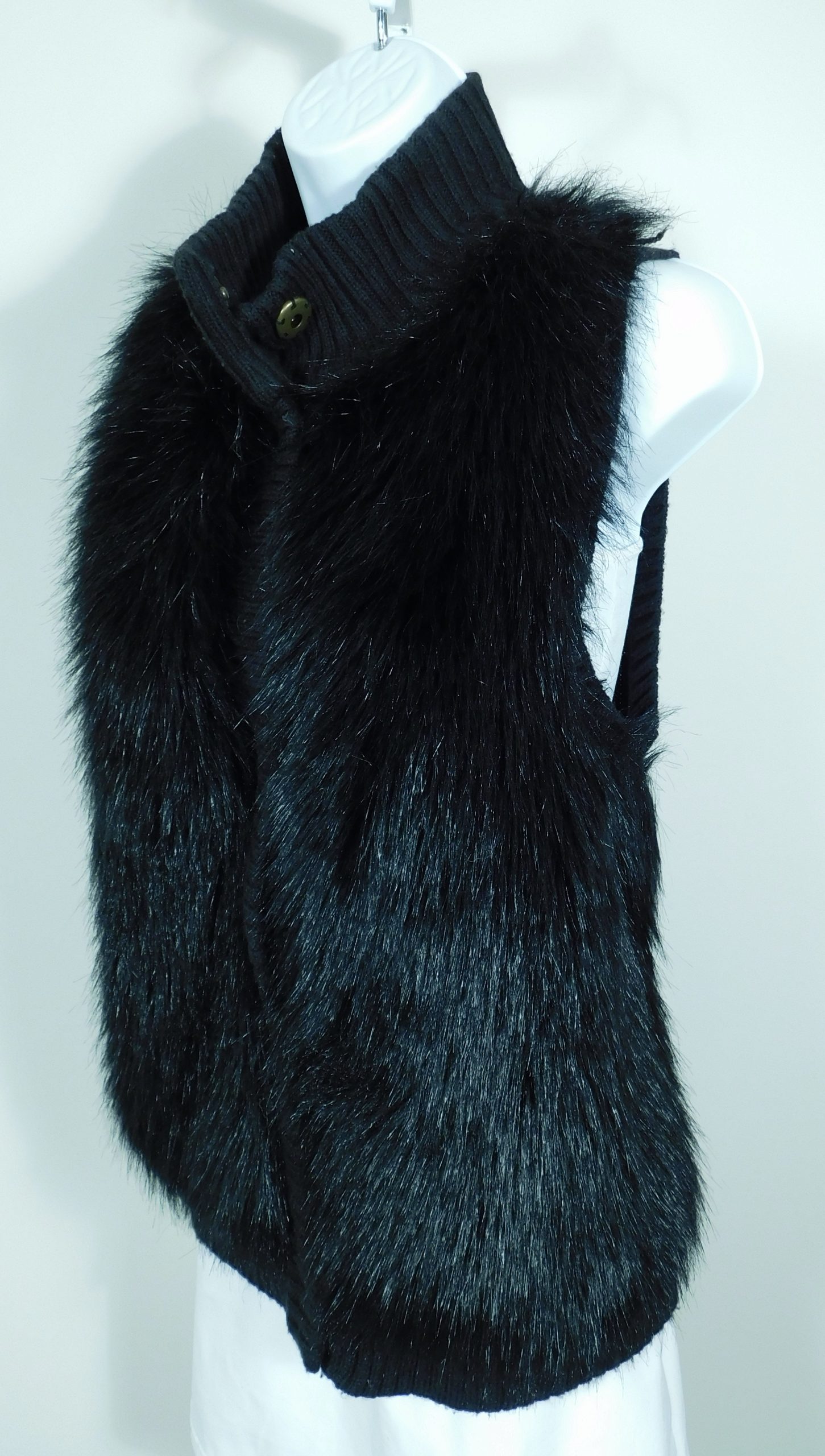 MICHAEL MICHAEL KORS Women's Black Faux Fur Sweater Vest Sz M