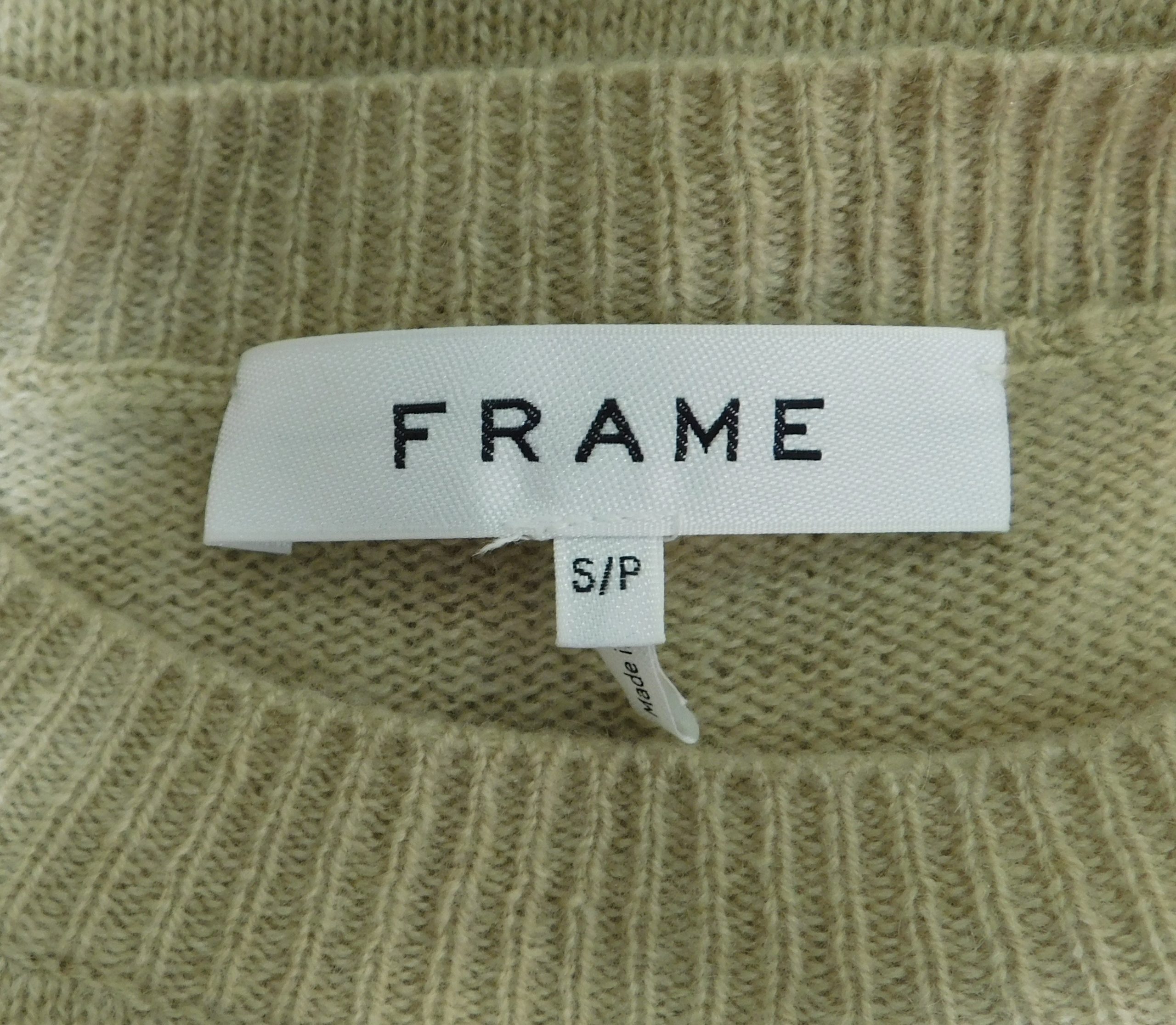FRAME Women's Tan Cashmere Crewneck "Fin" Sweater Sz S/P ($398) - Image 7