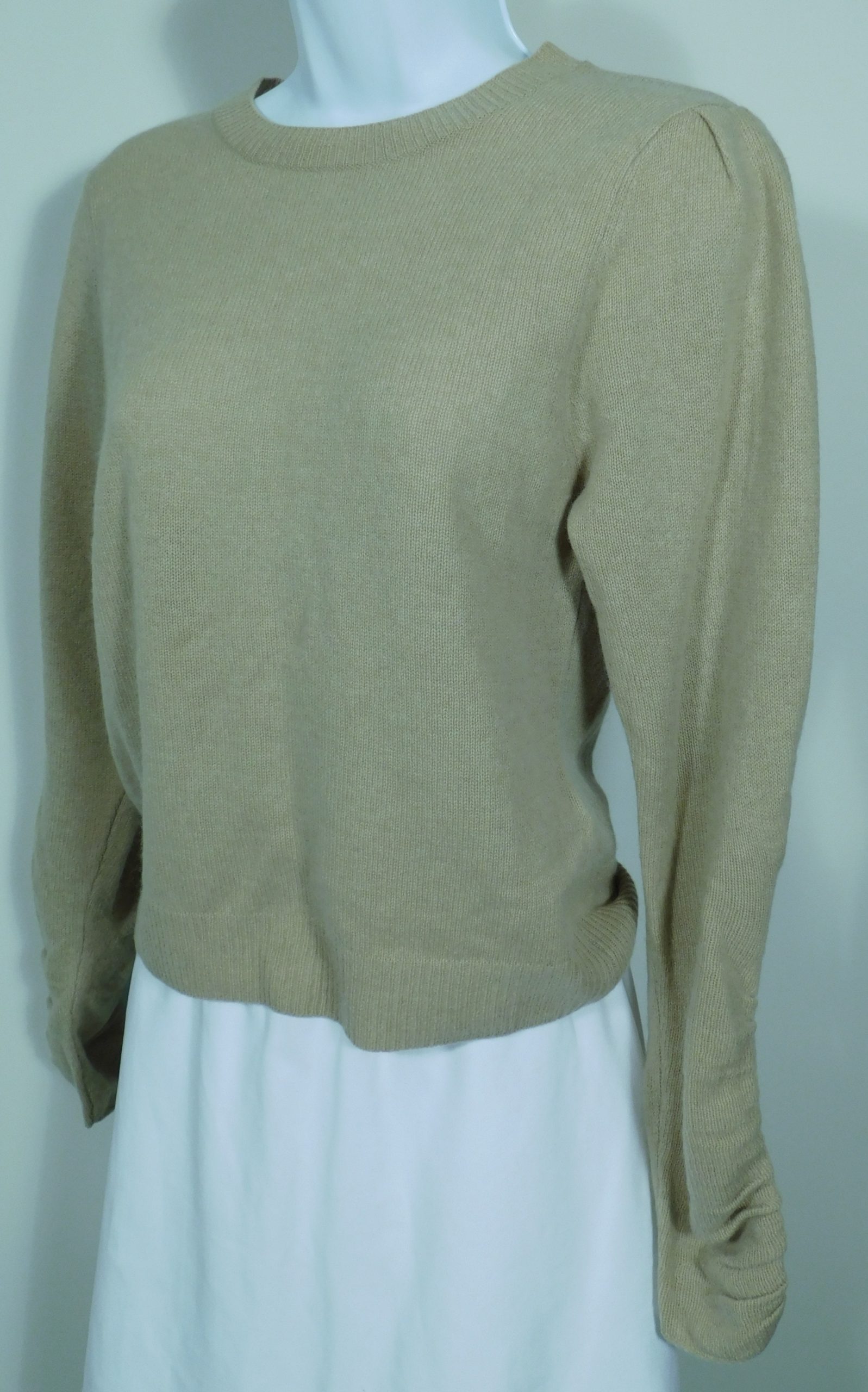FRAME Women's Tan Cashmere Crewneck "Fin" Sweater Sz S/P ($398)