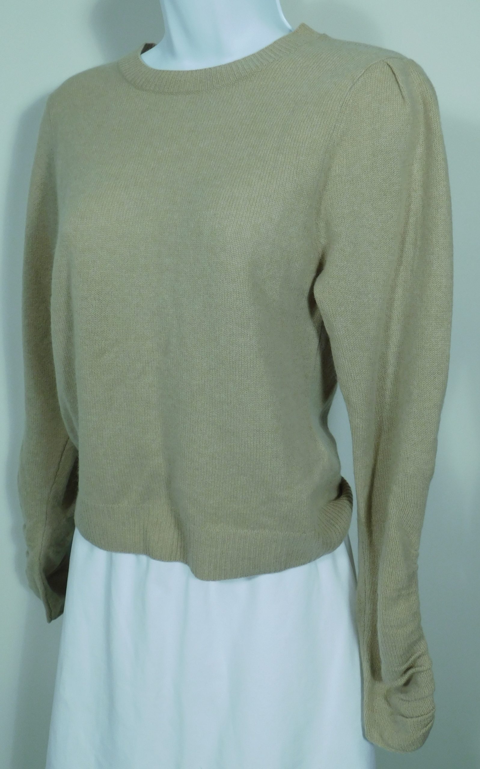 FRAME Women's Tan Cashmere Crewneck "Fin" Sweater Sz S/P ($398) - Image 2
