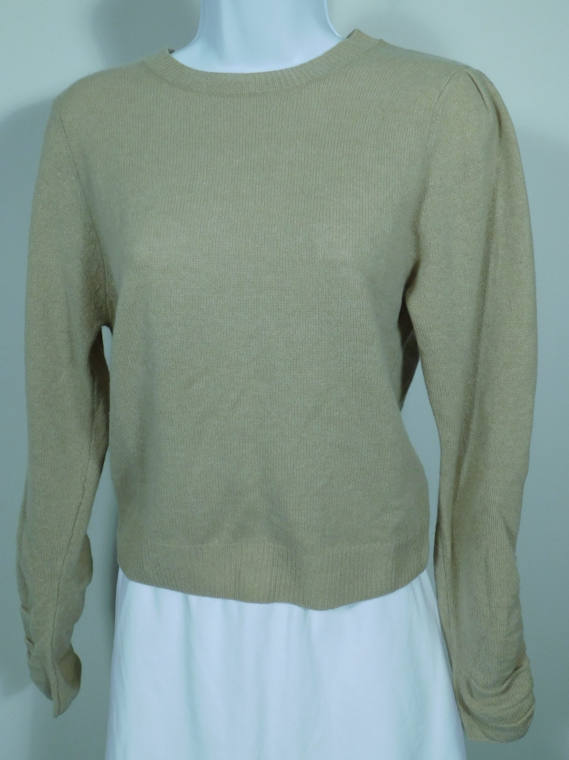 FRAME Women's Tan Cashmere Crewneck "Fin" Sweater Sz S/P ($398) - Image 3