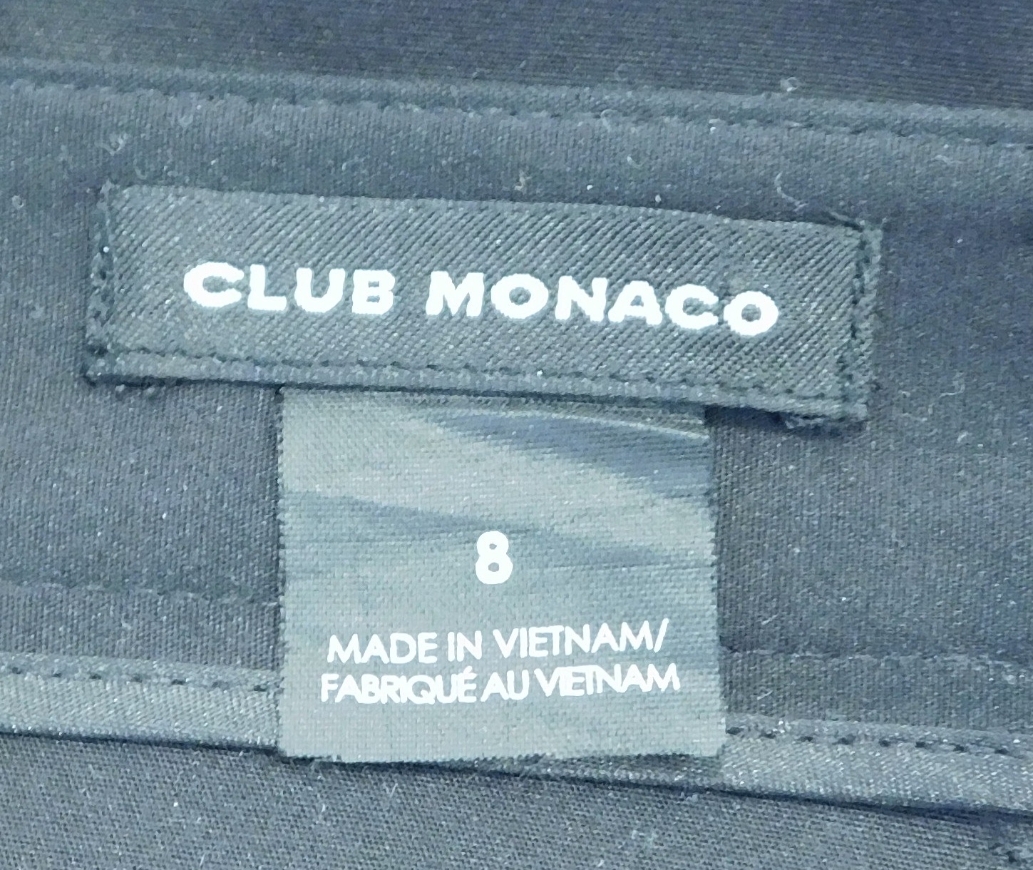 CLUB MONACO Women's Black W Faux Leather Trim Flat Front Straight Leg Pant Sz 8 - Image 9