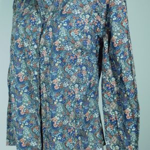 J CREW LIBERTY FABRIC Women's Navy Blue Floral Button Front Cotton Blouse Sz 6