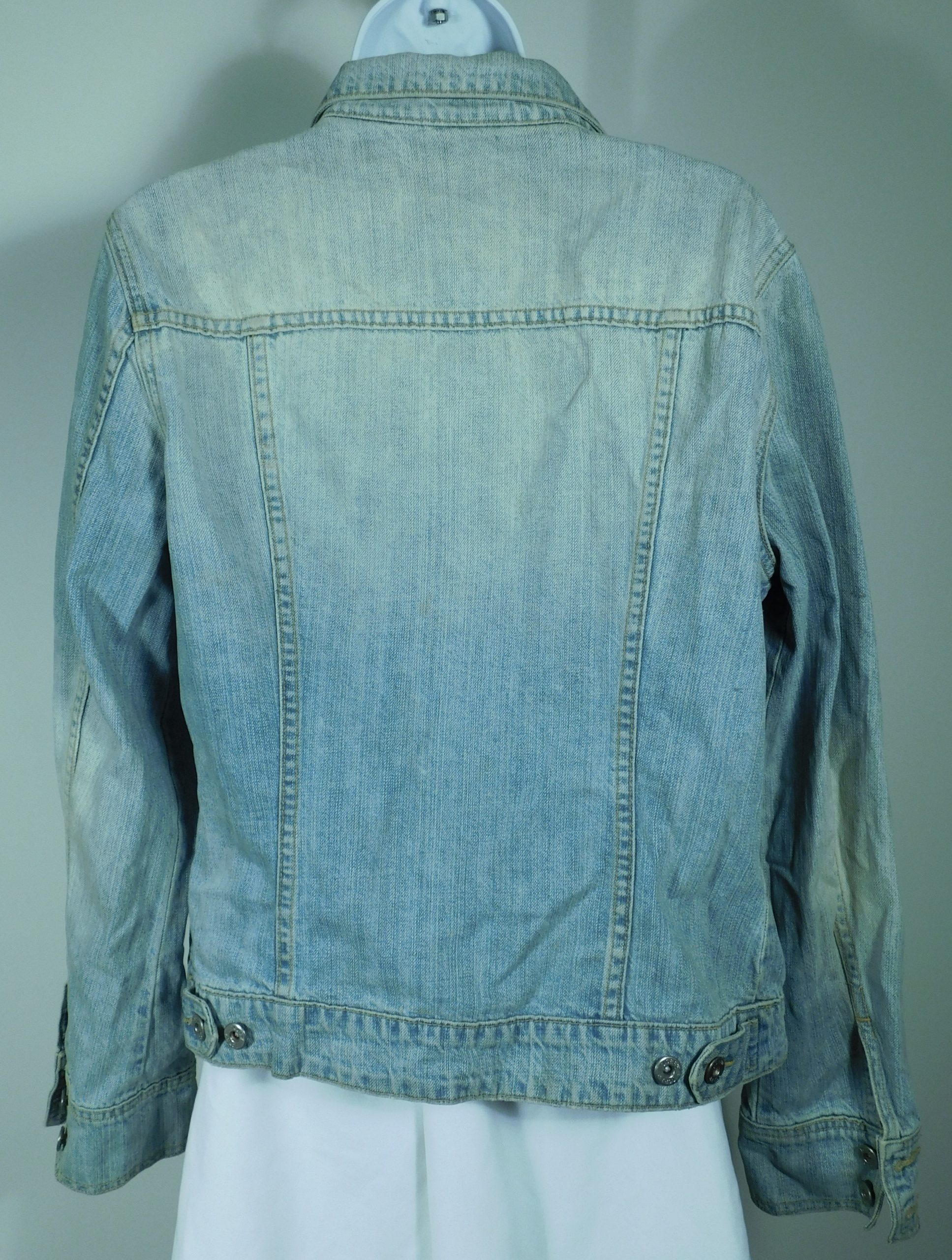 J CREW Women's Blue Distressed Soft Cotton Denim Jacket Sz M - Image 9