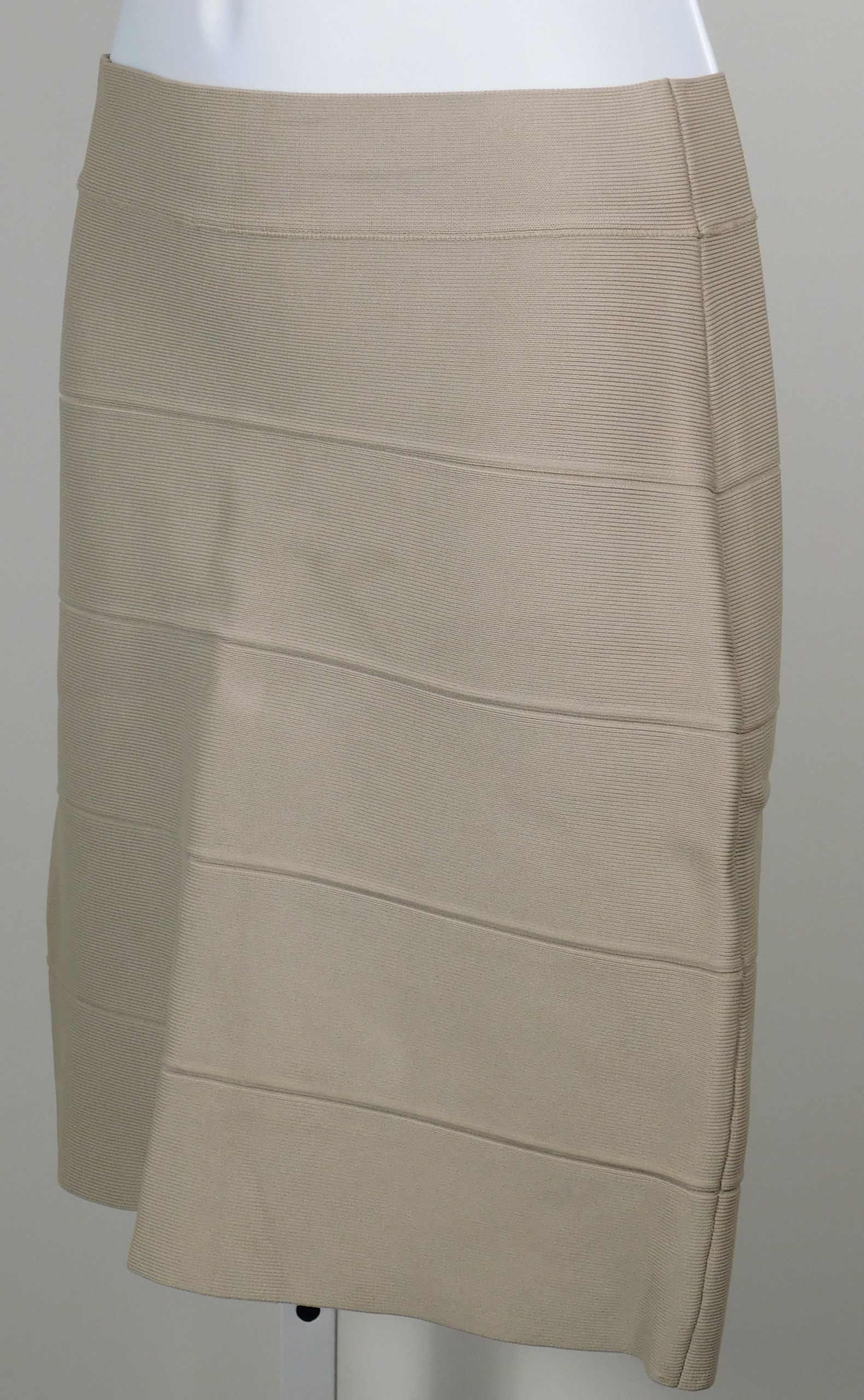 BCBG MAXAZRIA Women's Tan Bandage Stretch Skirt Sz M
