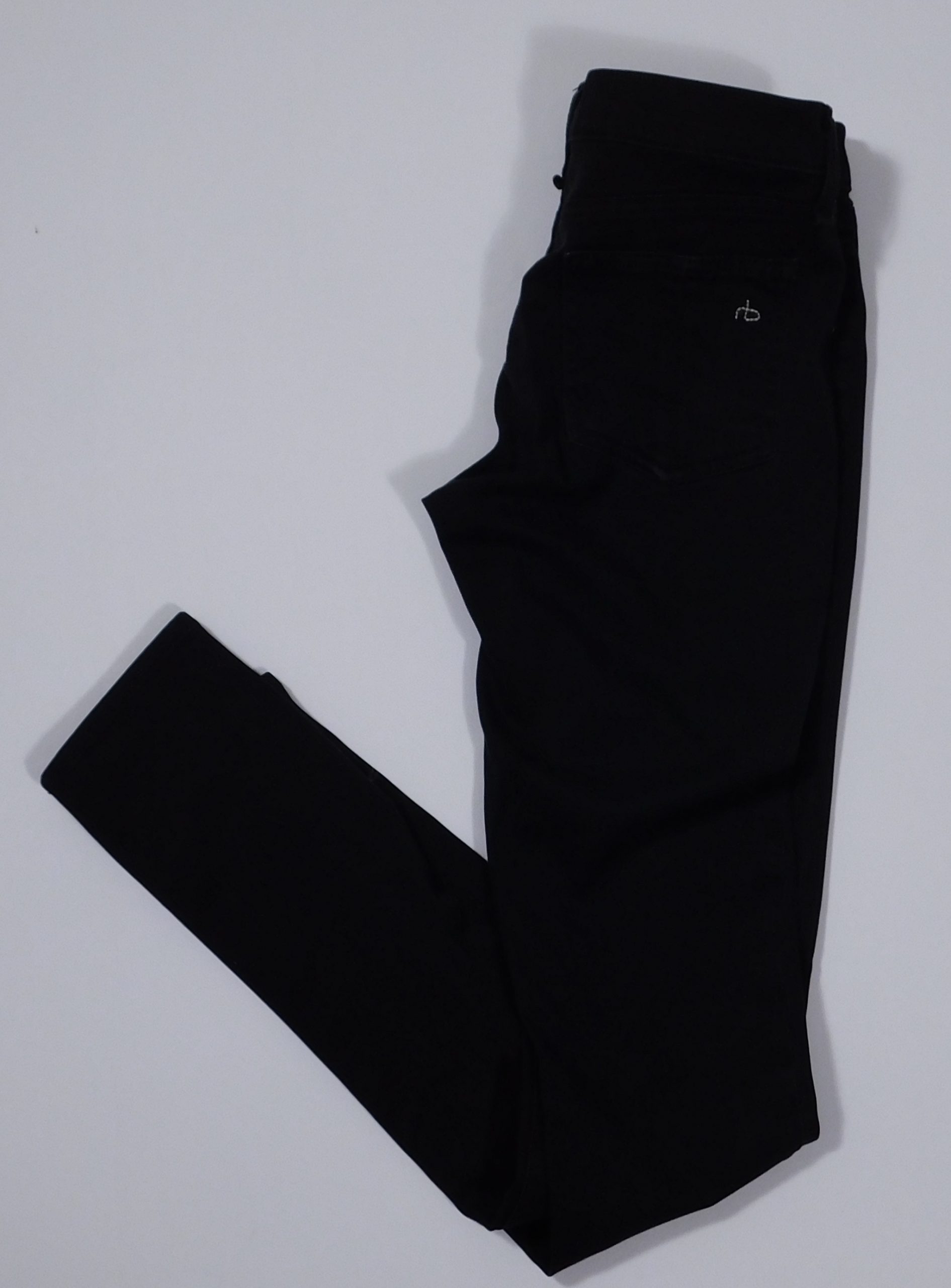 RAG & BONE / JEAN Women's Black Plush Soft Cotton Stretch 5 Pocket Legging Jean Sz 25