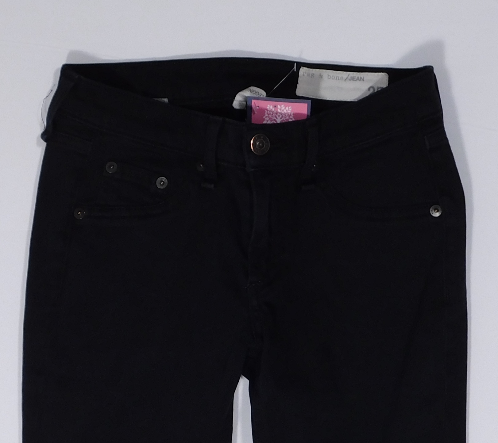 RAG & BONE / JEAN Women's Black Plush Soft Cotton Stretch 5 Pocket Legging Jean Sz 25 - Image 4
