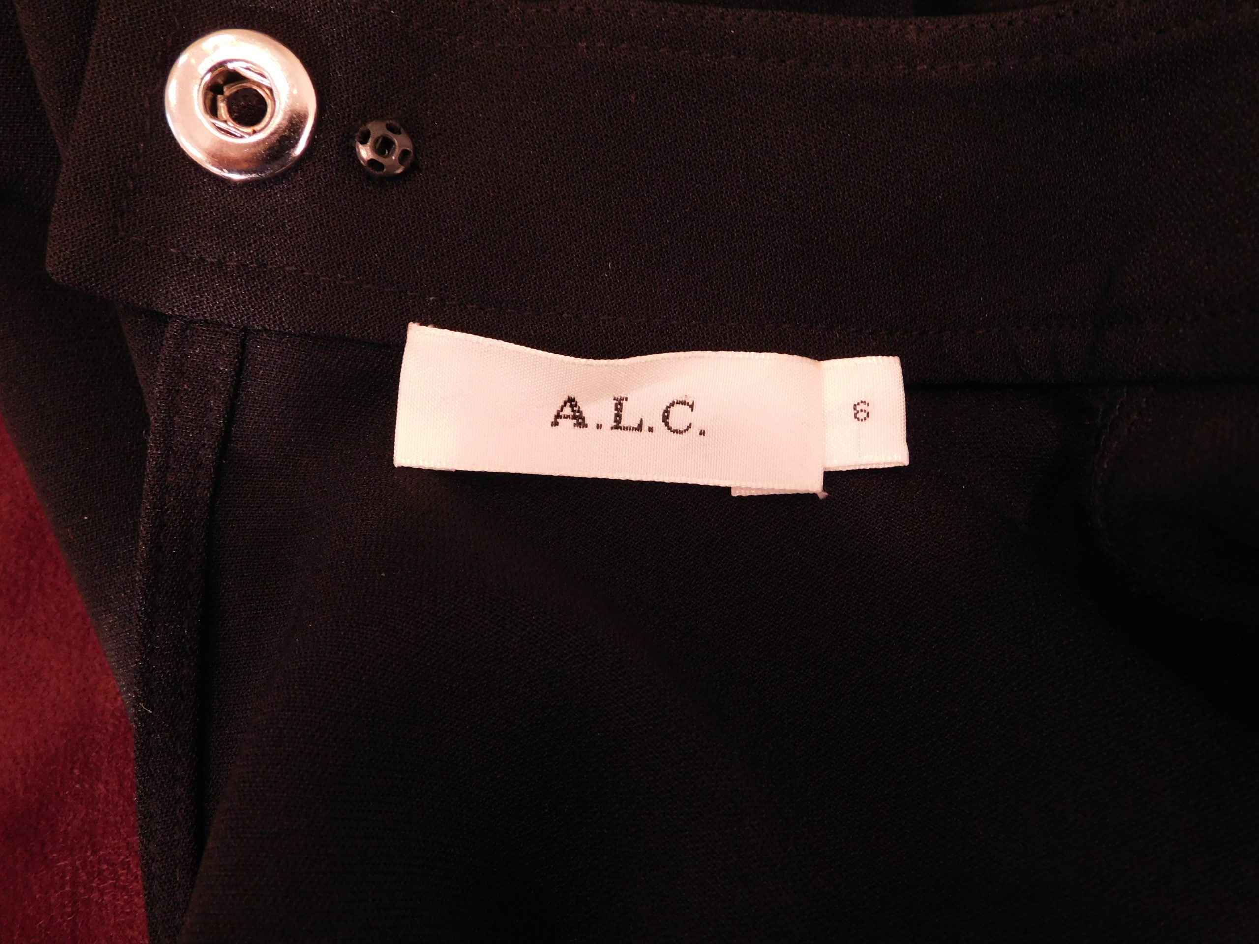 A.L.C. Women's Black Faux Leather Collar Sleeveless Key Hole Front Tunic Blouse Sz 6 - Image 6