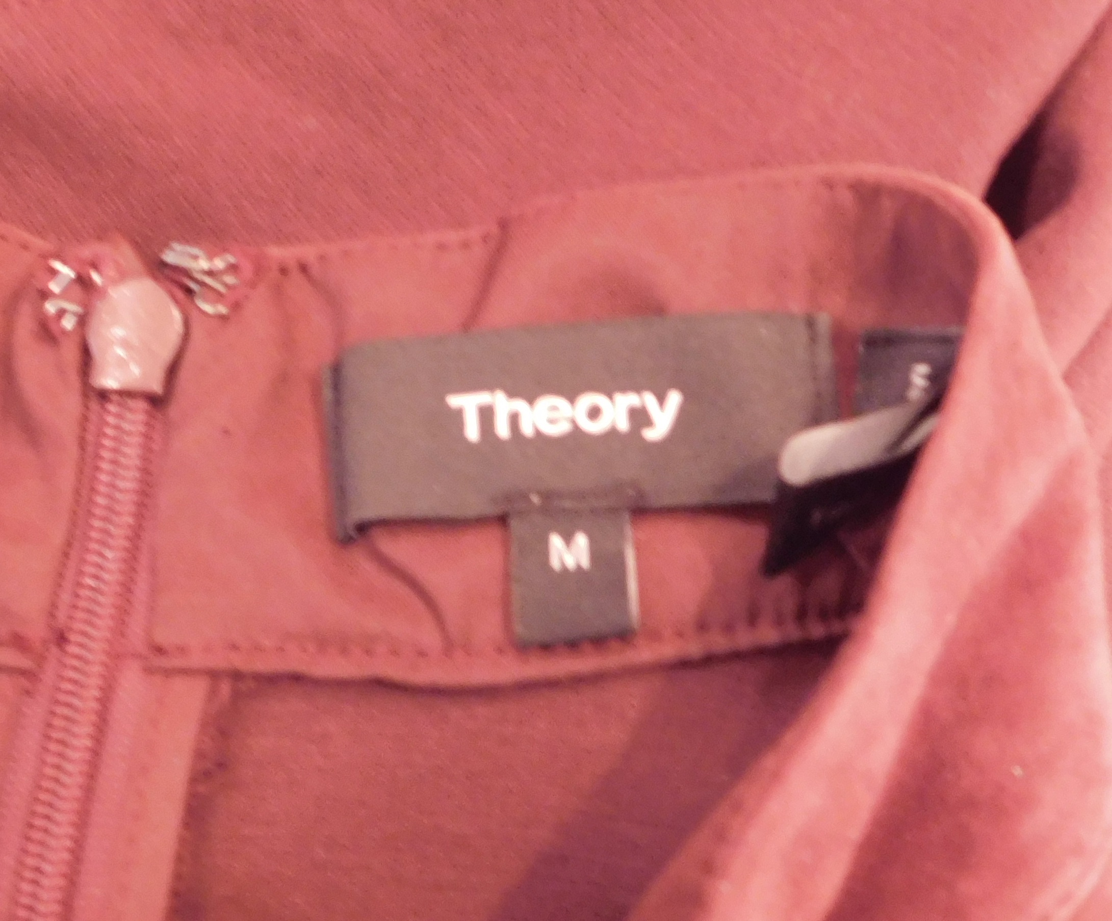 THEORY Women's Chili Red Suede Leather & Ponte Sleeveless Mock Neck Tunic Blouse Sz M ($295) - Image 10