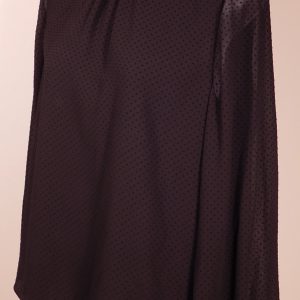 WHISTLES Women's Black Polka Dot Ruched Neck Long Sleeve Blouse Sz 6