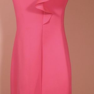 ELIZA J Women's Fuchsia Pink Sleeveless Ruffle Shoulder Sheath Dress Sz 6