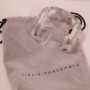 LIZZIE FORTUNATO Clear Lucite Multi Stone Postmodern Cuff ($195)