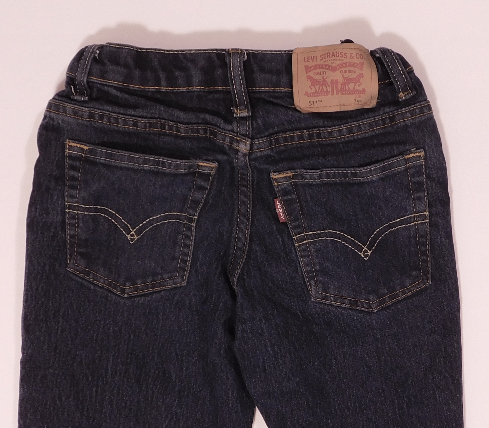 LEVIS Boy's Medium Wash Blue Denim 511 Slim Adjustable Waist Jean Pant Sz 7 reg - Image 6