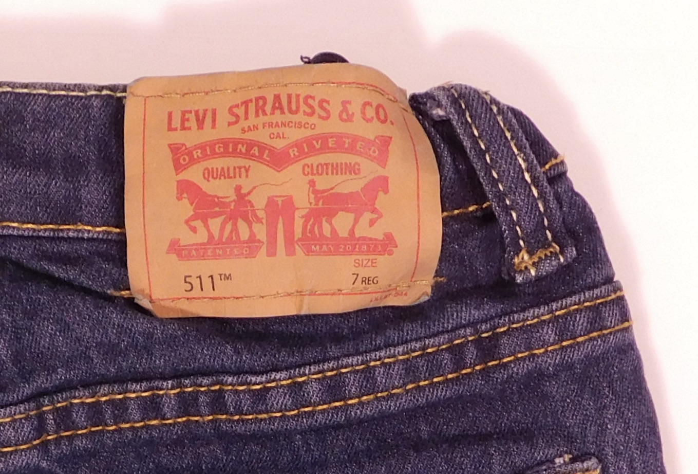 LEVIS Boy's Medium Wash Blue Denim 511 Slim Adjustable Waist Jean Pant Sz 7 reg - Image 7