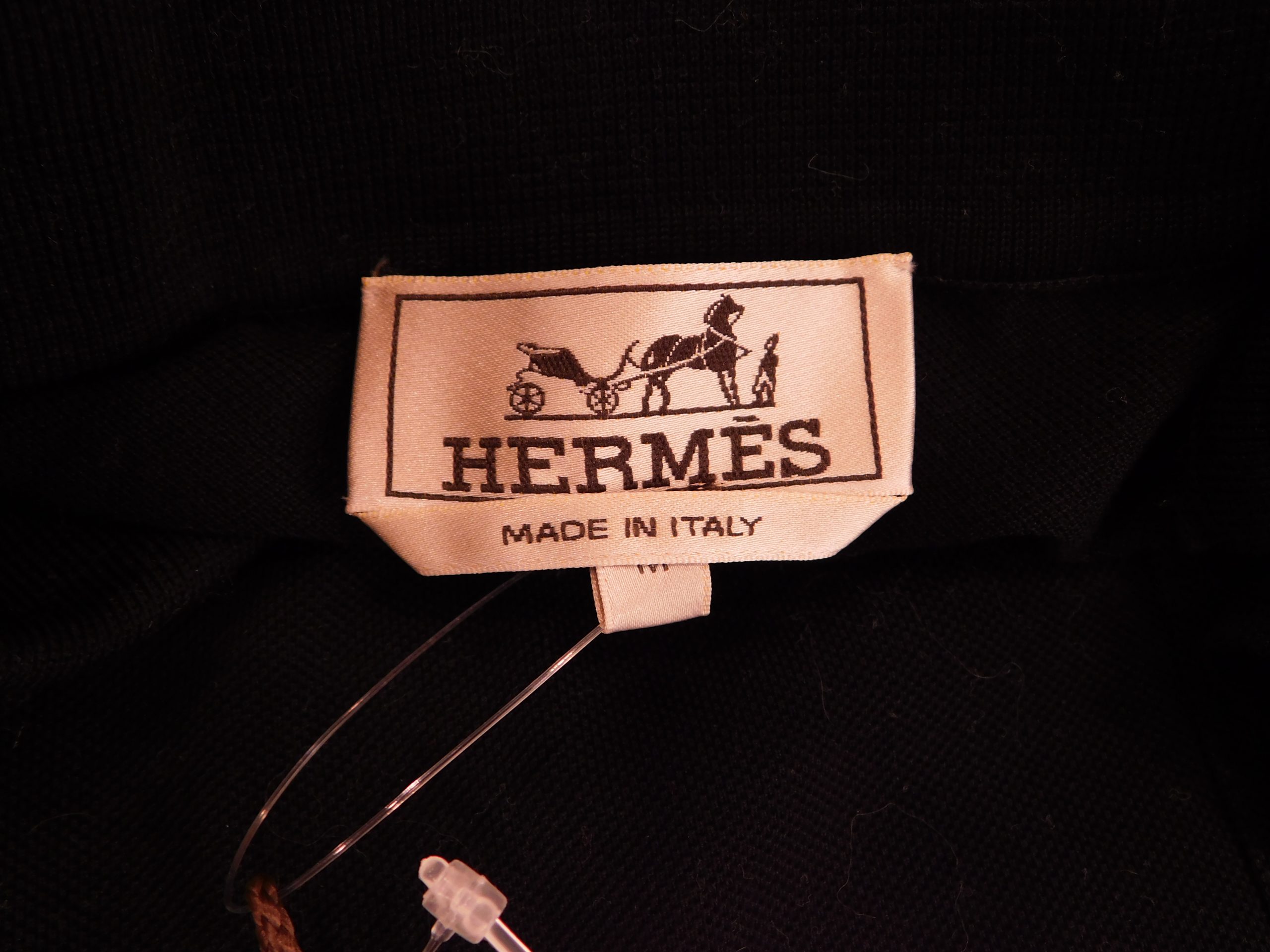 HERMES NWT Men's Black Short Sleeve Cotton Pique H Embroidered Buttoned Polo Shirt Sz M ($355) - Image 7