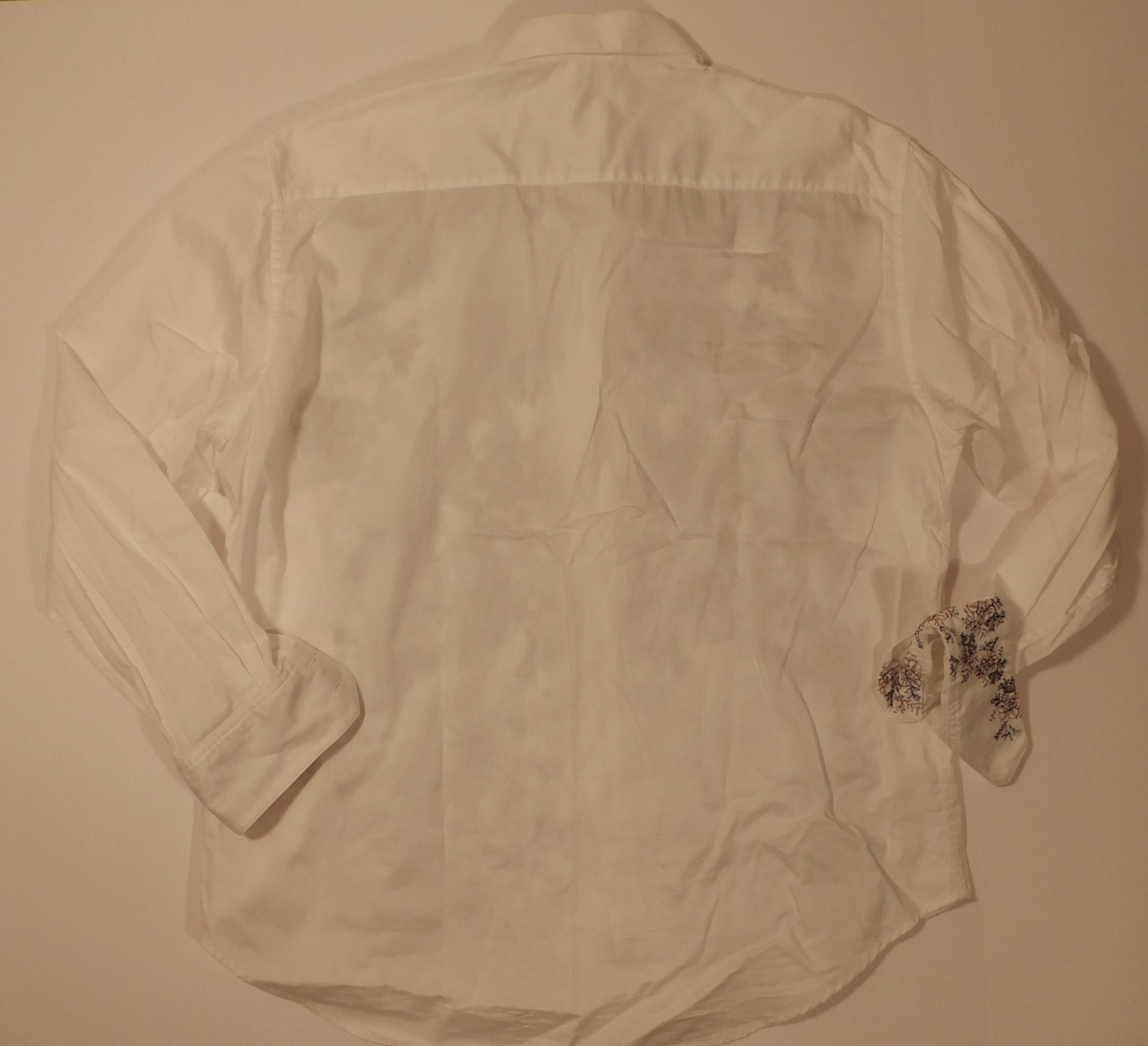 ROBERT GRAHAM Men's White W Blue Floral Embroidery Long Sleeved Shirt Sz 2XL - Image 5