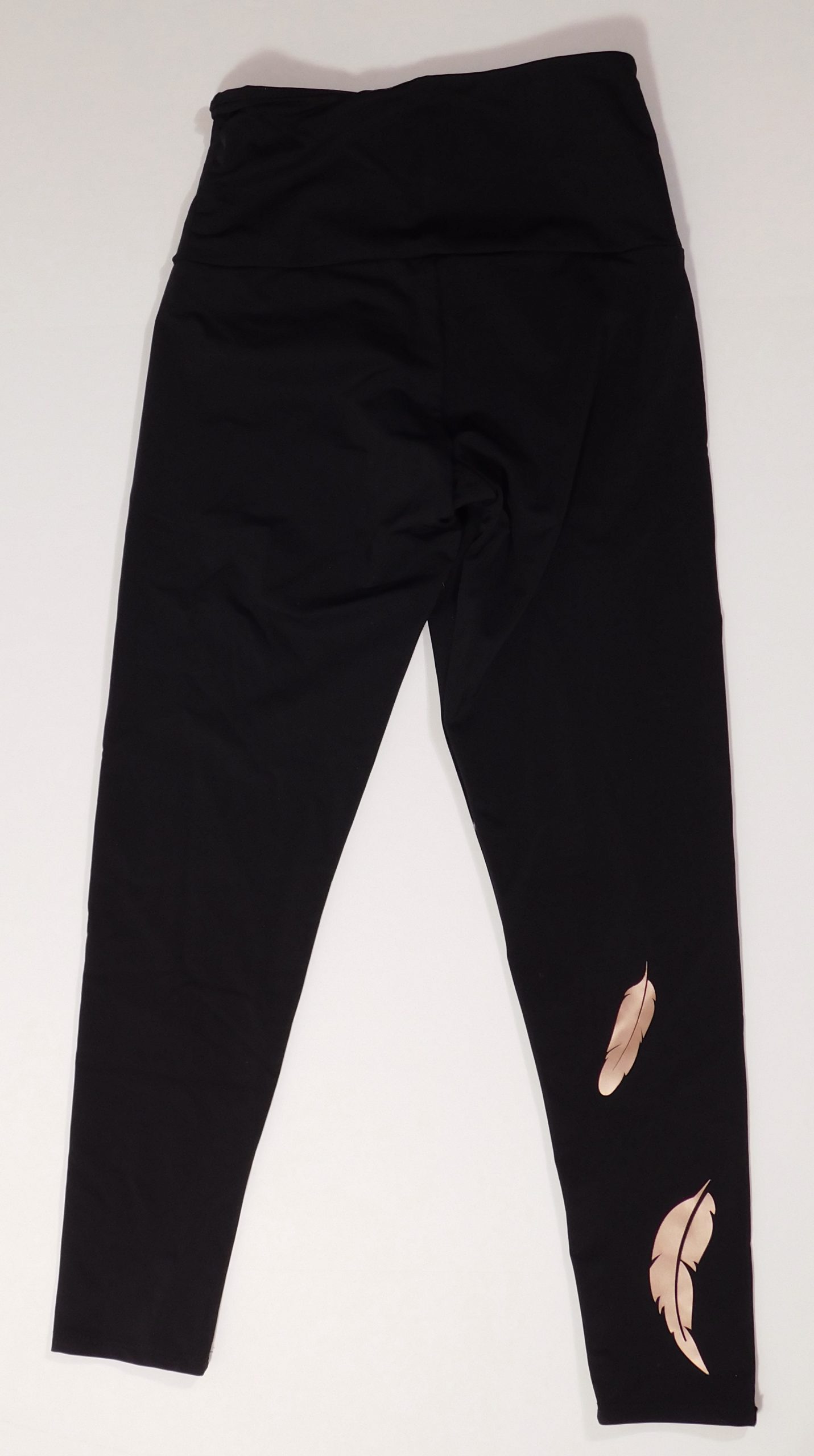 ONZIE Women's Black Bronze Metallic Feather Cropped Leggings Sz S/M - Image 5