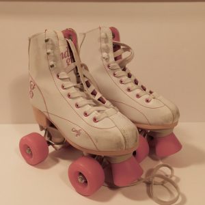ROLLER DERBY CANDI GIRL Women's White Pink Rewind Unisex Roller Skates Sz 3 ($79)