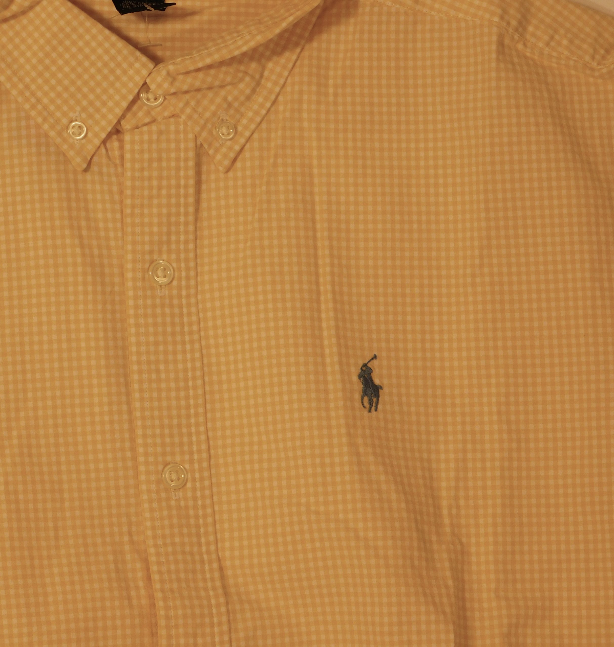 RALPH LAUREN Boys Yellow White Gingham Check Short Sleeved Button Front Cotton Shirt Sz L (14-16) - Image 4