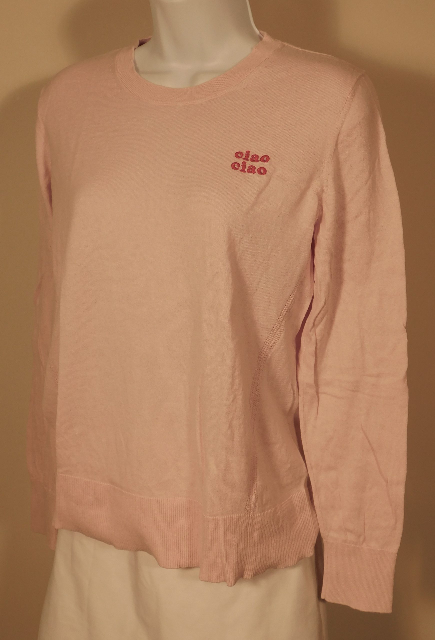 BANANA REPUBLIC Women's Pink Short Sleeve Thin Knit Cotton Silk Ciao Ciao Sweater Sz M