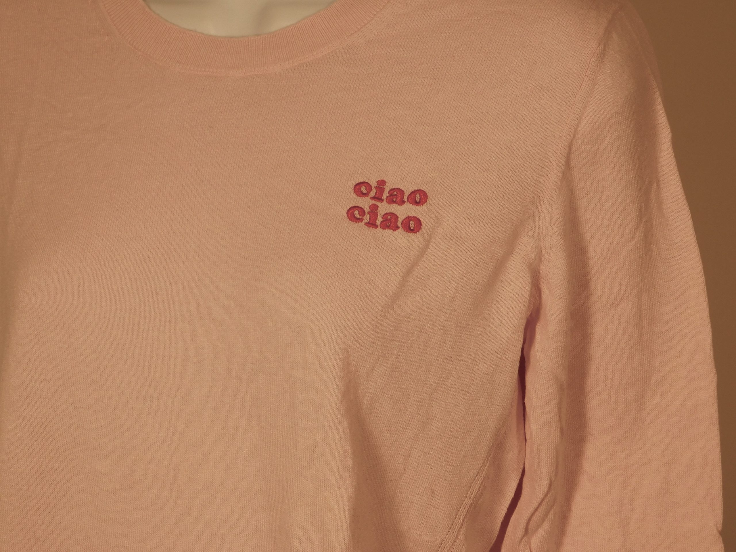 BANANA REPUBLIC Women's Pink Short Sleeve Thin Knit Cotton Silk Ciao Ciao Sweater Sz M - Image 3