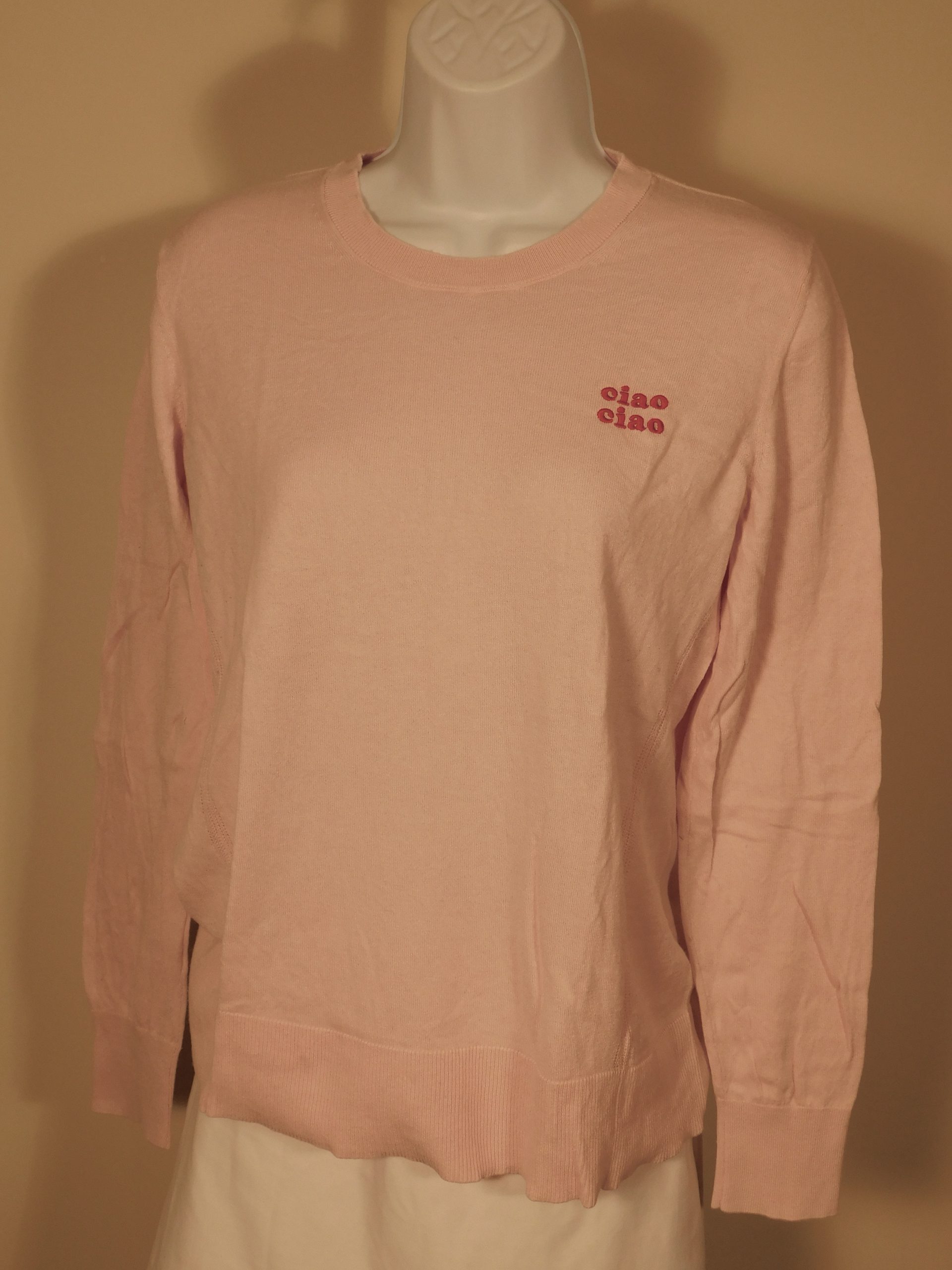BANANA REPUBLIC Women's Pink Short Sleeve Thin Knit Cotton Silk Ciao Ciao Sweater Sz M - Image 5