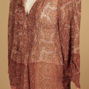 DANIEL RAINN Women's Rose Print V-Neck Long Sleeve Blouse Sz M