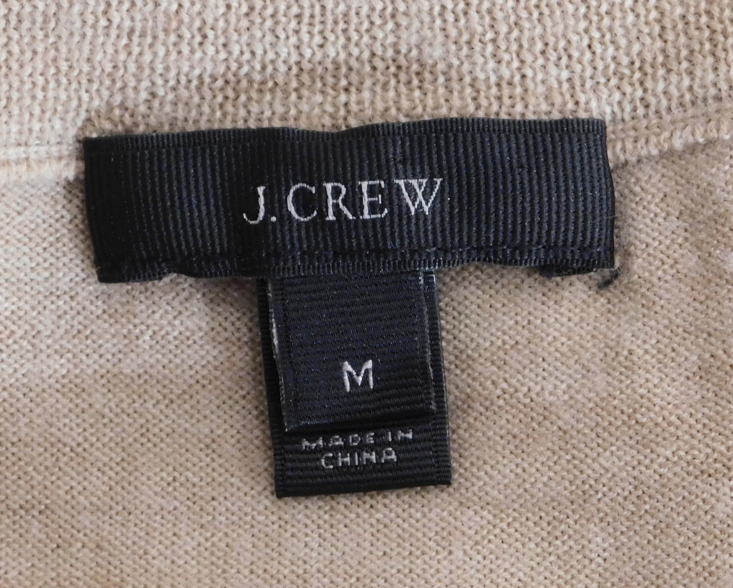 J CREW Women's Tan Merino Wool 3/4 Sleeve Scoop Neck Sweater Sz M - Image 7