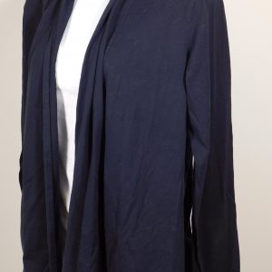 TALBOTS Women's Navy Blue Cotton Stretch Drape Front Cardigan Sz M