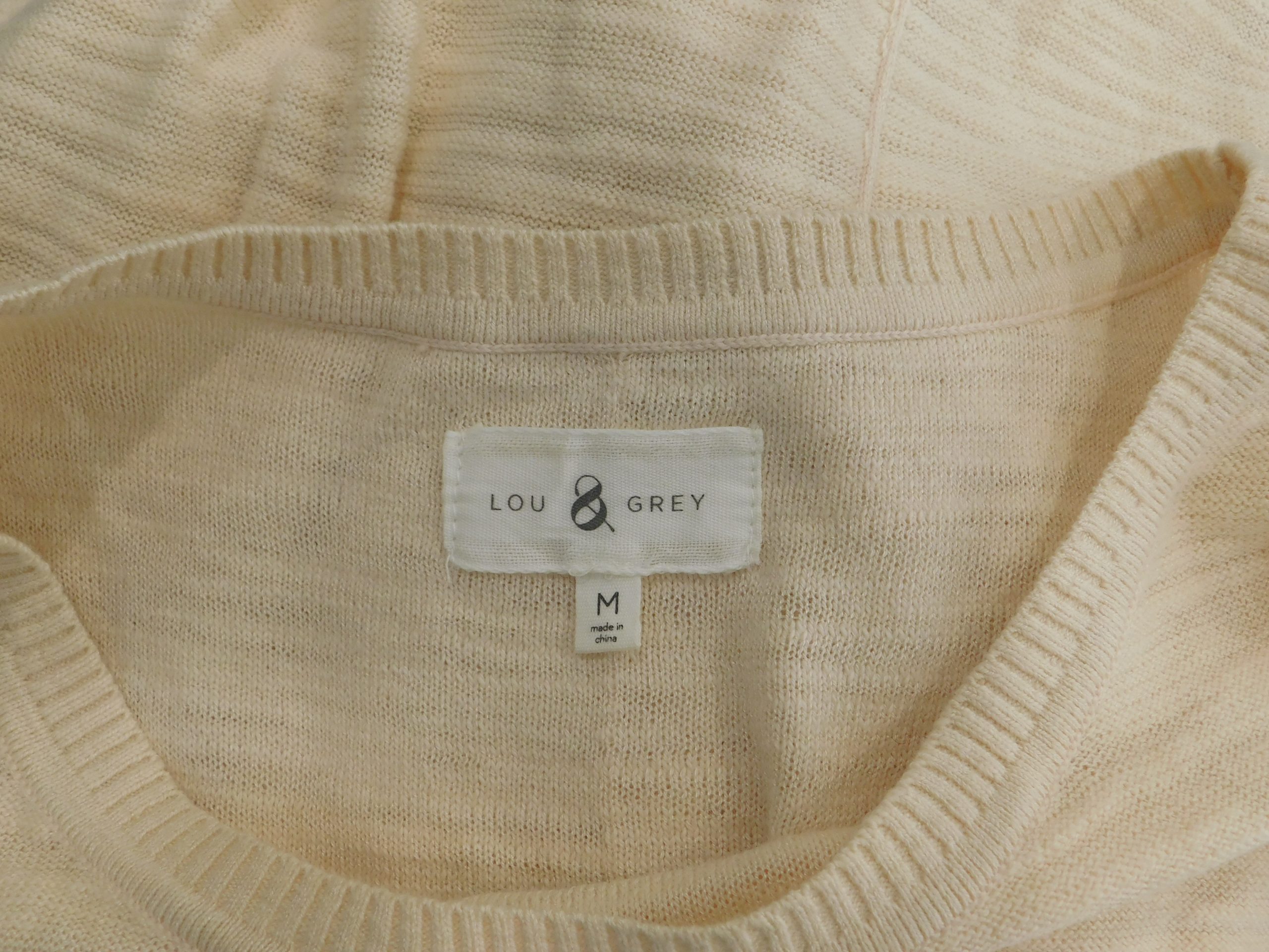LOU & GREY Women's Peach Knit Contrasting Shirt Tail Long Sleeve Scoop Neck Boxy Sweater Sz M - Image 6