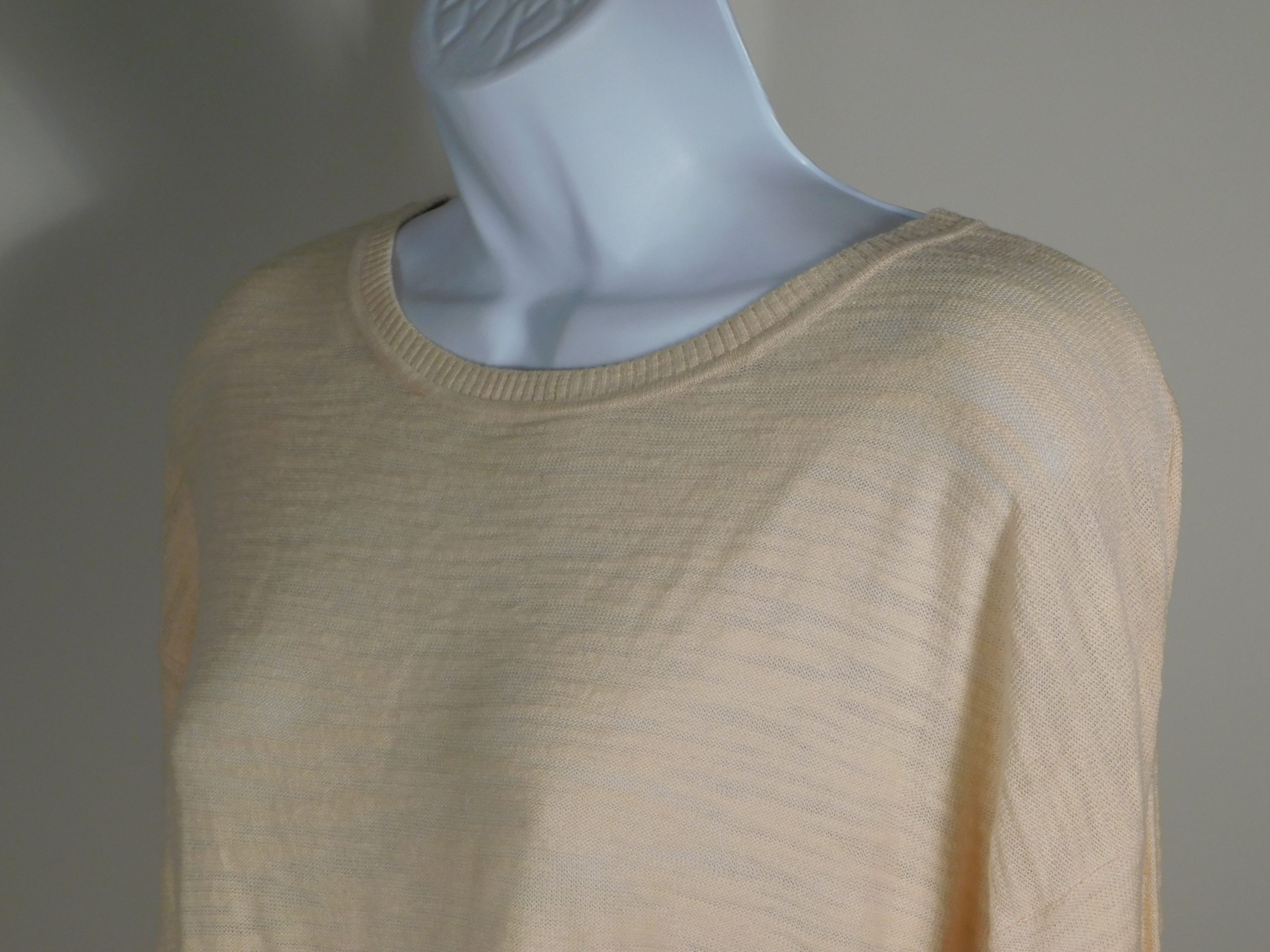 LOU & GREY Women's Peach Knit Contrasting Shirt Tail Long Sleeve Scoop Neck Boxy Sweater Sz M - Image 3
