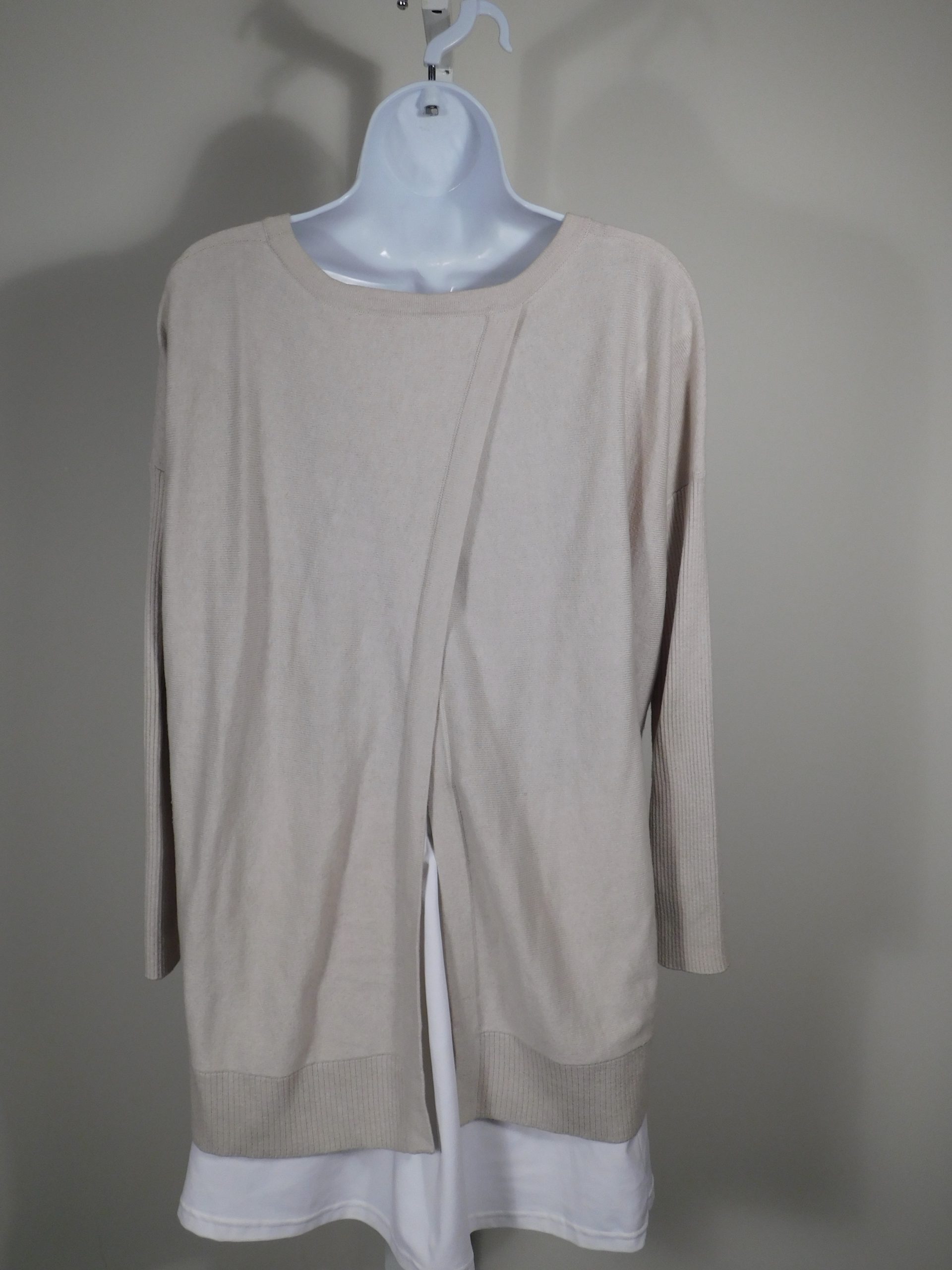 THE WHITE COMPANY LONDON Women's Oatmeal Split Back Long Sleeve Scoop Neck Merino Wool/Cotton Sweater Sz 4 ($98) - Image 6