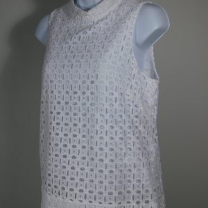 J CREW NWT Women's White Eyelet Overlay Sleeveless High Neck Blouse Sz 4
