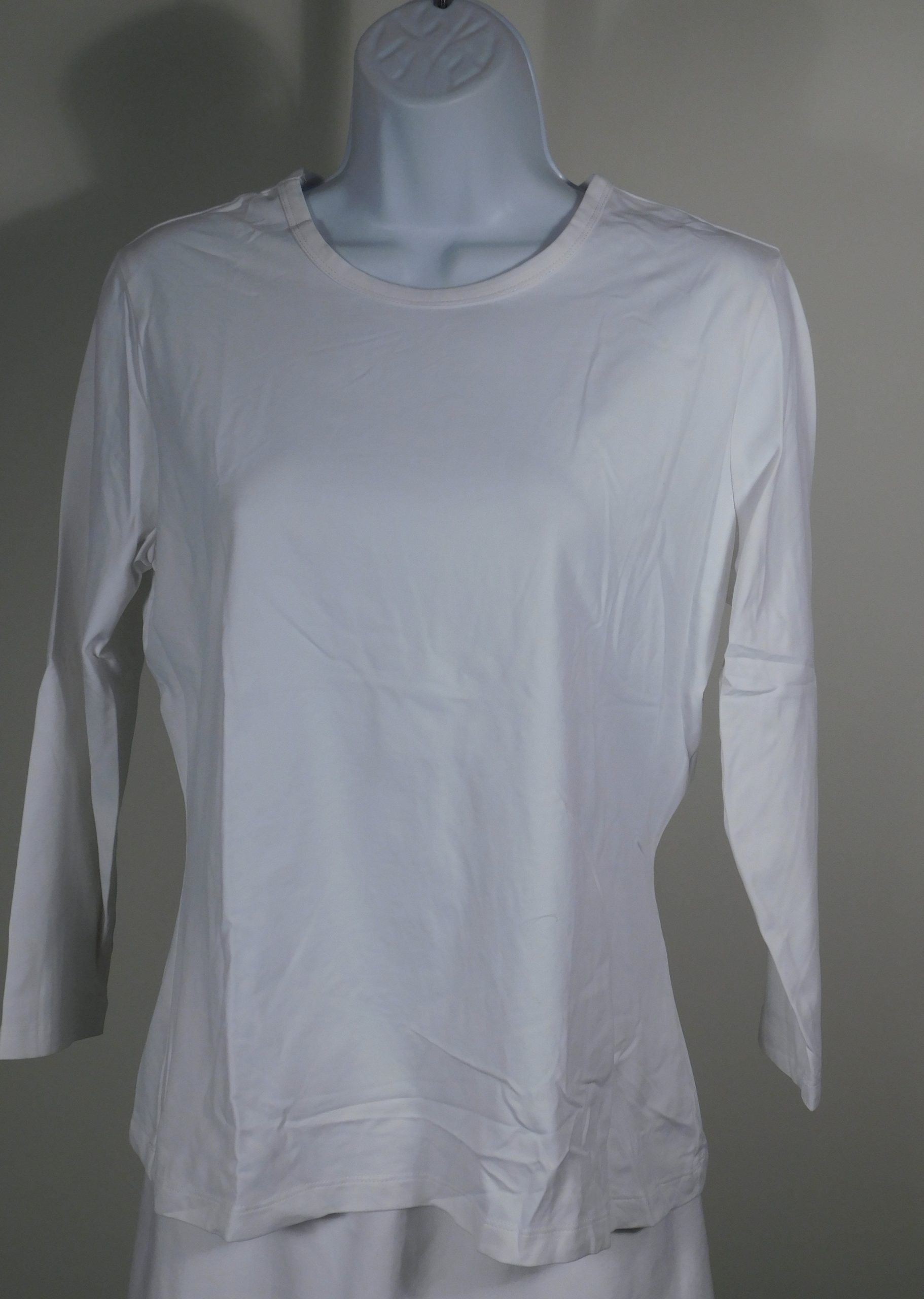 J MCLAUGHLIN Women's White Nylon Stretch Knit Long Sleeved T-Shirt Sz M - Image 4