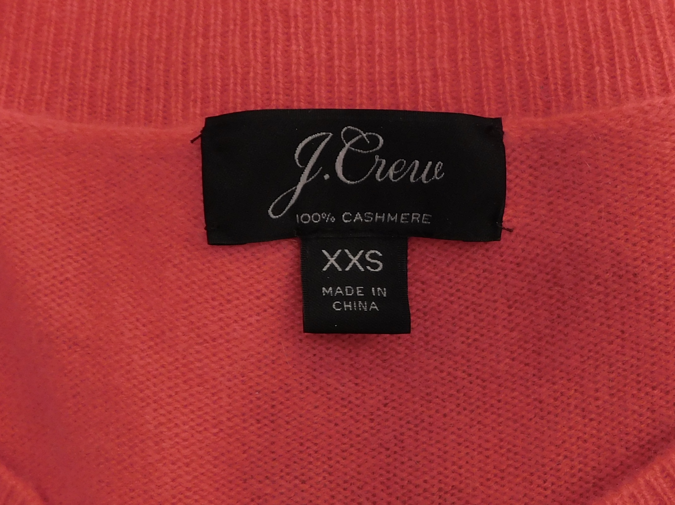 J CREW 100% CASHMERE Women's Coral Red Scoop Neck Sweater Sz XXS - Image 6