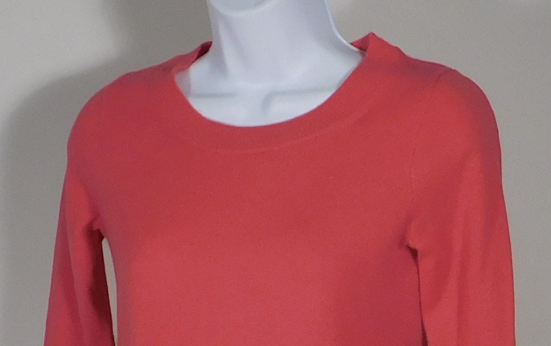 J CREW 100% CASHMERE Women's Coral Red Scoop Neck Sweater Sz XXS - Image 3